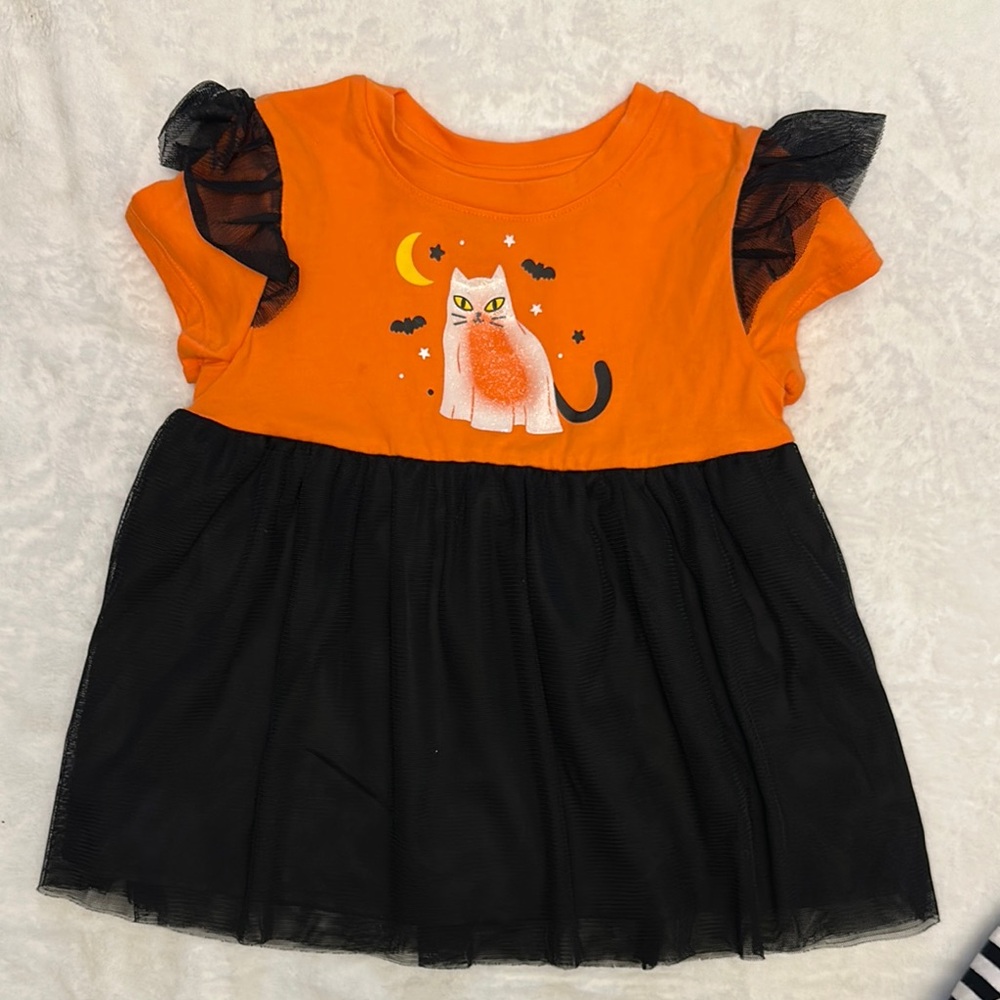 Girls tulle Halloween cat top & stripe ruffle bottom pants size 4t - Picture 4 of 5